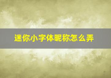 迷你小字体昵称怎么弄