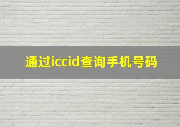 通过iccid查询手机号码