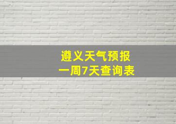 遵义天气预报一周7天查询表