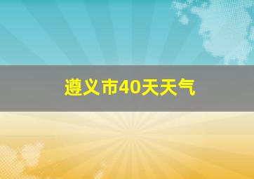 遵义市40天天气