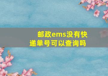 邮政ems没有快递单号可以查询吗