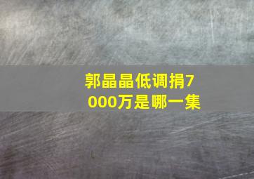 郭晶晶低调捐7000万是哪一集