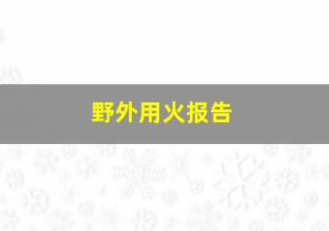 野外用火报告