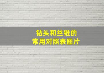 钻头和丝锥的常用对照表图片