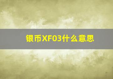 银币XF03什么意思