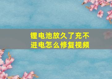 锂电池放久了充不进电怎么修复视频