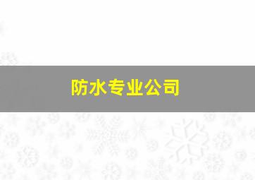 防水专业公司