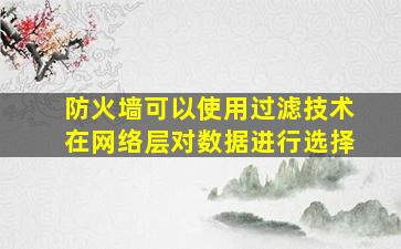 防火墙可以使用过滤技术在网络层对数据进行选择