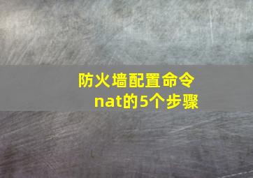 防火墙配置命令nat的5个步骤