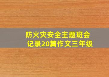 防火灾安全主题班会记录20篇作文三年级