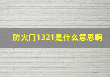 防火门1321是什么意思啊