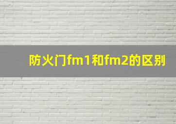 防火门fm1和fm2的区别