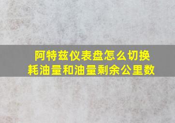 阿特兹仪表盘怎么切换耗油量和油量剩余公里数