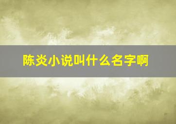 陈炎小说叫什么名字啊