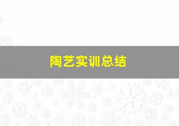 陶艺实训总结