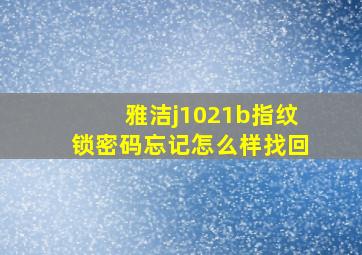 雅洁j1021b指纹锁密码忘记怎么样找回