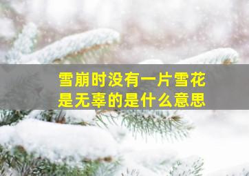 雪崩时没有一片雪花是无辜的是什么意思