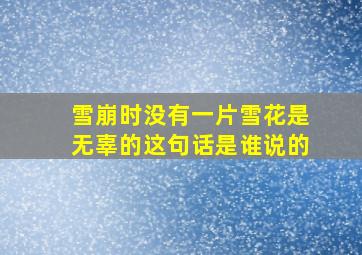 雪崩时没有一片雪花是无辜的这句话是谁说的