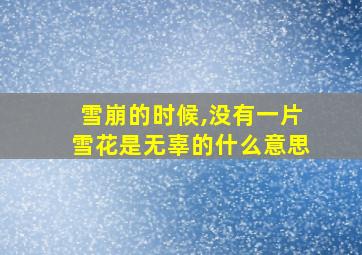 雪崩的时候,没有一片雪花是无辜的什么意思