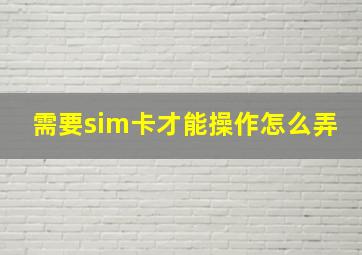 需要sim卡才能操作怎么弄