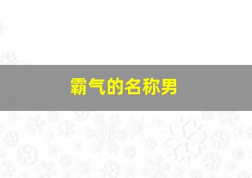 霸气的名称男