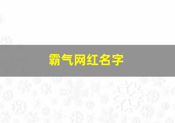 霸气网红名字