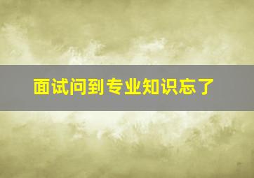 面试问到专业知识忘了