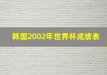 韩国2002年世界杯成绩表