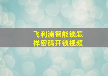 飞利浦智能锁怎样密码开锁视频