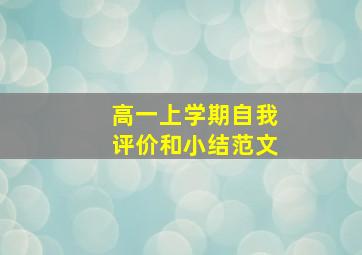 高一上学期自我评价和小结范文