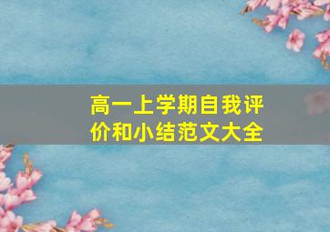 高一上学期自我评价和小结范文大全