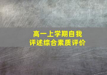 高一上学期自我评述综合素质评价