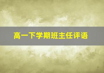 高一下学期班主任评语