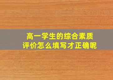 高一学生的综合素质评价怎么填写才正确呢