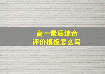 高一素质综合评价模板怎么写