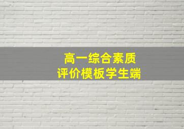 高一综合素质评价模板学生端