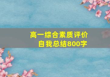 高一综合素质评价自我总结800字