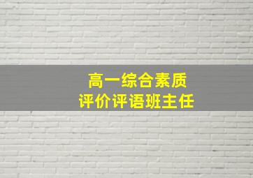 高一综合素质评价评语班主任