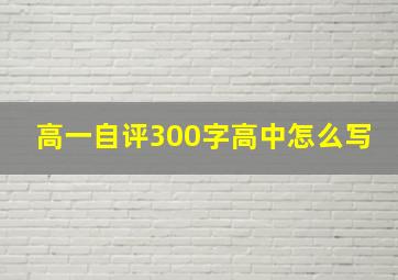 高一自评300字高中怎么写