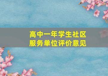 高中一年学生社区服务单位评价意见