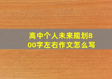 高中个人未来规划800字左右作文怎么写