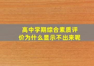 高中学期综合素质评价为什么显示不出来呢