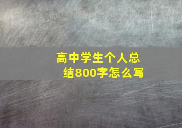 高中学生个人总结800字怎么写