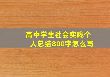 高中学生社会实践个人总结800字怎么写