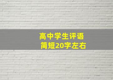 高中学生评语简短20字左右