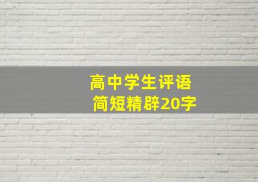 高中学生评语简短精辟20字