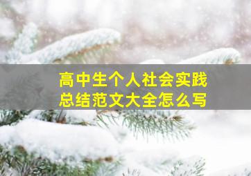 高中生个人社会实践总结范文大全怎么写