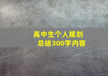 高中生个人规划总结300字内容