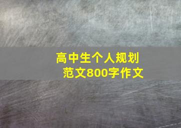 高中生个人规划范文800字作文