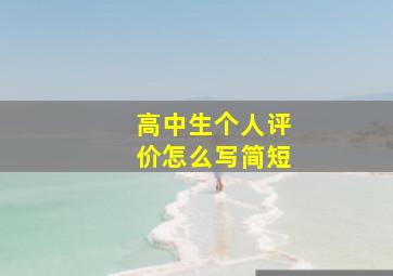 高中生个人评价怎么写简短